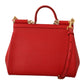 Elegant Red Sicily Leather Shoulder Bag