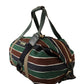 Sophisticated Striped Linen-Leather Travel Bag