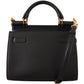 Elegant Black Leather Sicily Shoulder Bag