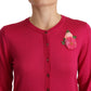 Elegant Silk Rose Applique Cardigan