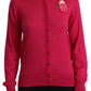 Elegant Silk Rose Applique Cardigan