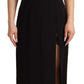 Elegant Black V-Neck Sheath Midi Dress