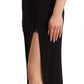 Elegant Black V-Neck Sheath Midi Dress
