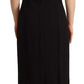 Elegant Black V-Neck Sheath Midi Dress