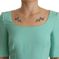 Mint Green Sheath Dress with Square Neck