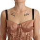 Elegant Beige Corset Midi Silk Dress