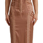 Elegant Beige Corset Midi Silk Dress