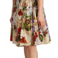 Elegant Beige Open Shoulder Floral Dress
