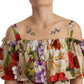 Elegant Beige Open Shoulder Floral Dress