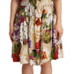 Elegant Beige Open Shoulder Floral Dress
