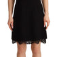 Elegant Lace Detail Mini Dress in Black