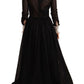 Elegant Black and White A-Line Dress with Ruffles
