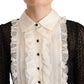 Elegant Black and White A-Line Dress with Ruffles