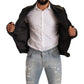 Elegant Black Bomber Leather Jacket