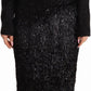 Elegant Black Embellished Sheath Midi Dress
