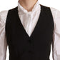 Elegant Black Buttoned Vest Top