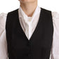 Elegant Silk Blend Black Vest Top