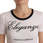 Chic White Round Neck Cotton Tee