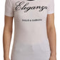 Chic White Round Neck Cotton Tee