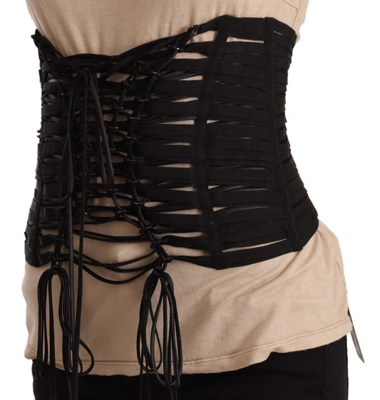 Elegant Black Interlaced Corset Top