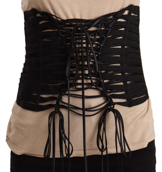 Elegant Black Interlaced Corset Top