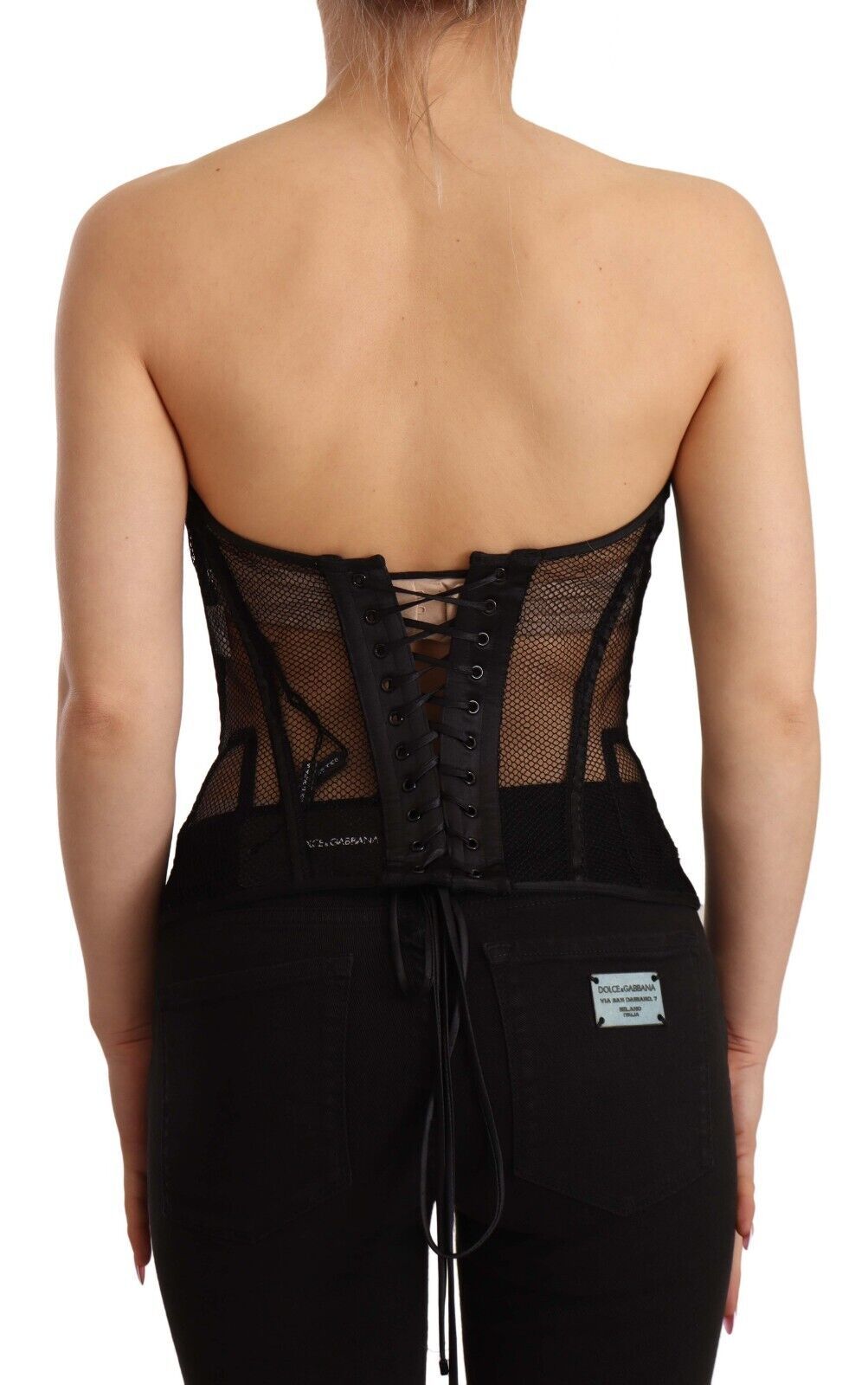 Elegant Black Viscose Corset Top