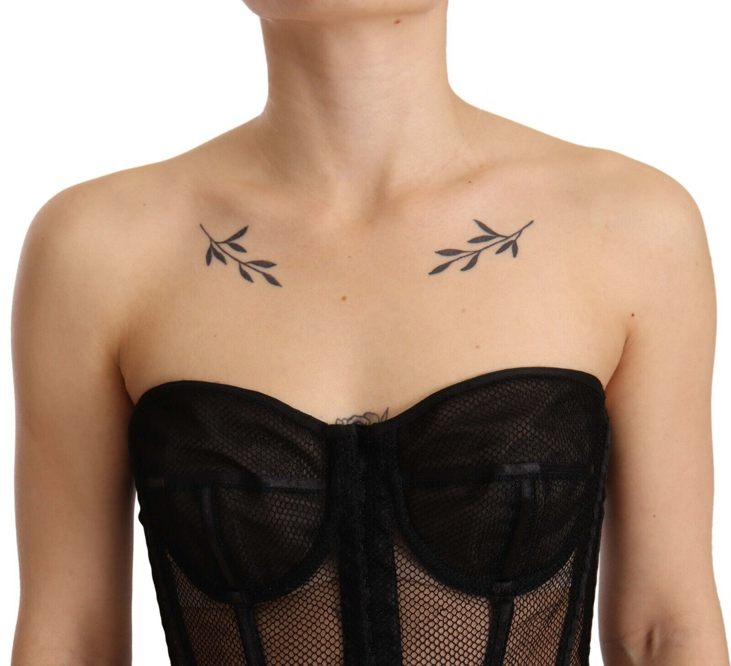 Elegant Black Viscose Corset Top