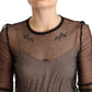 Elegant Black Sheer Long Sleeve Top