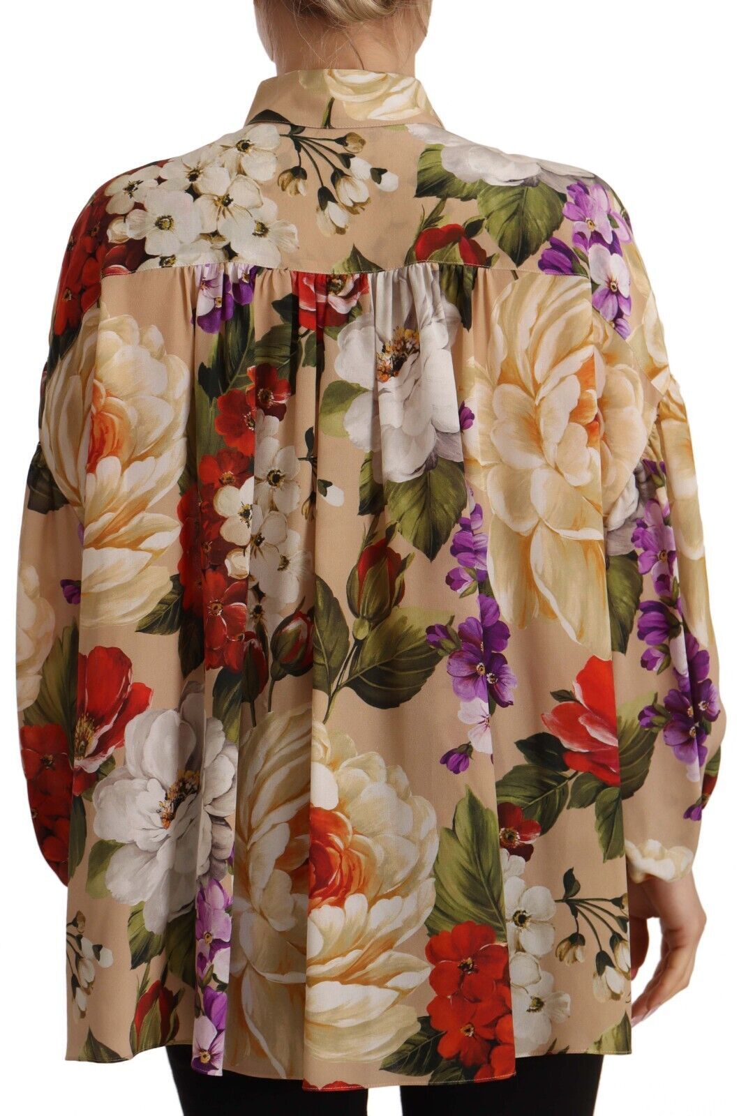 Elegant Floral Silk Long Sleeve Top
