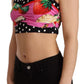 Elegant Polka Dot & Fruit Silk Crop Top
