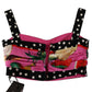 Elegant Polka Dot & Fruit Silk Crop Top