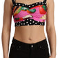 Elegant Polka Dot & Fruit Silk Crop Top