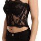 Elegant Black Cotton Blend Corset Top