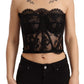 Elegant Black Cotton Blend Corset Top