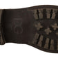 Exquisite Brown Leather Mid Calf Military Boots
