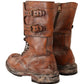 Exquisite Brown Leather Mid Calf Military Boots