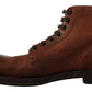 Elegant Brown Leather Ankle Boots