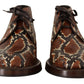 Exquisite Exotic Python Leather Ankle Boots