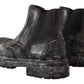 Elegant Gray Leather Ankle Boots