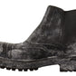 Elegant Gray Leather Ankle Boots