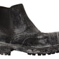 Elegant Gray Leather Ankle Boots