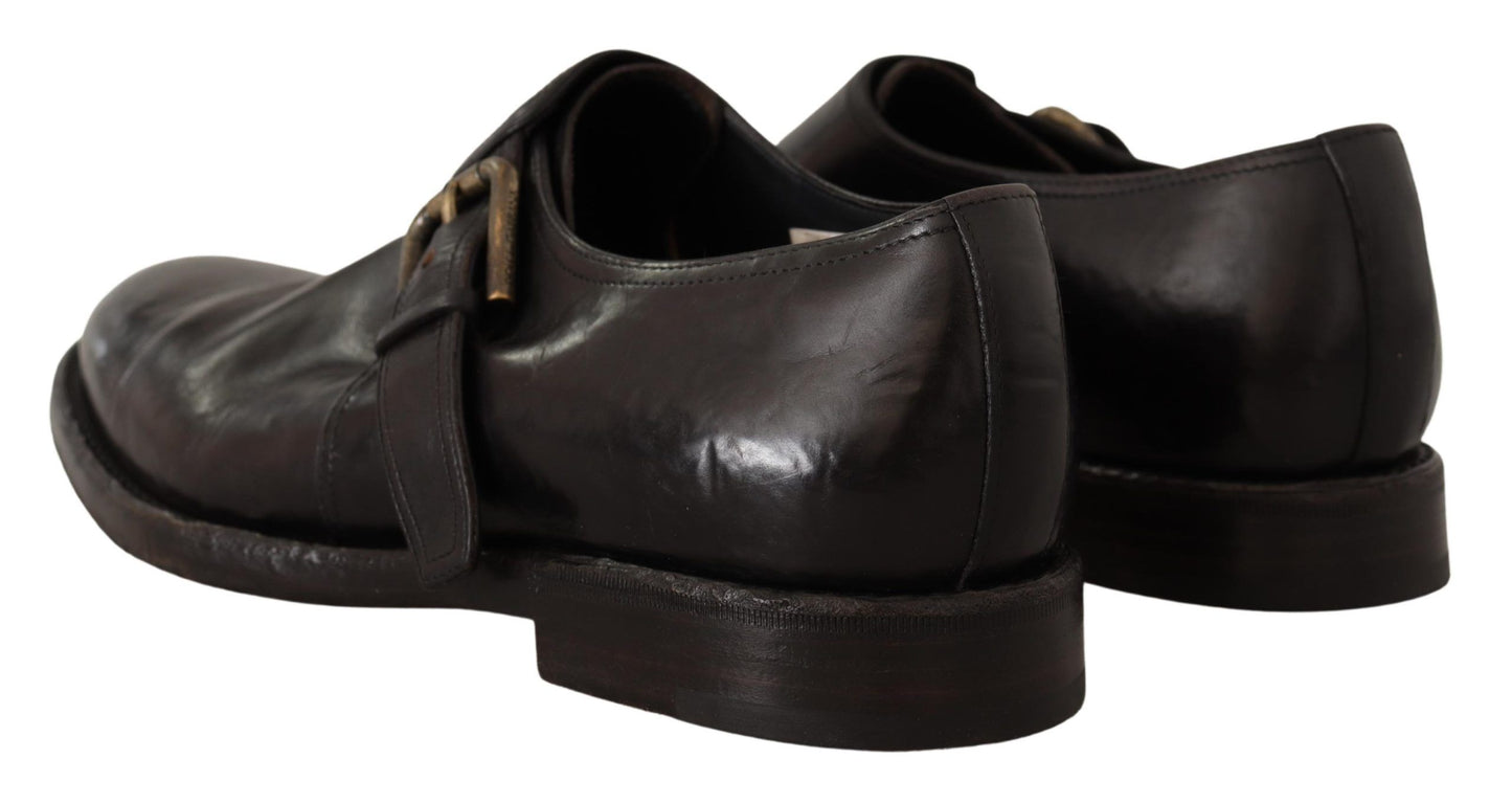 Elegant Black Leather Monk Strap Formal Shoes