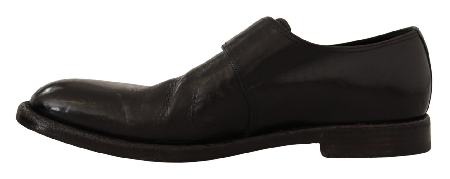 Elegant Black Leather Monk Strap Formal Shoes