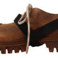 Elegant Brown Leather Casual Sneakers