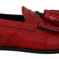 Red Exotic Leather Formal Slide Shoes