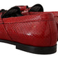 Red Exotic Leather Formal Slide Shoes