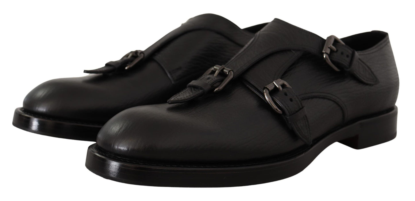 Elegant Black Monk Strap Dress Shoes