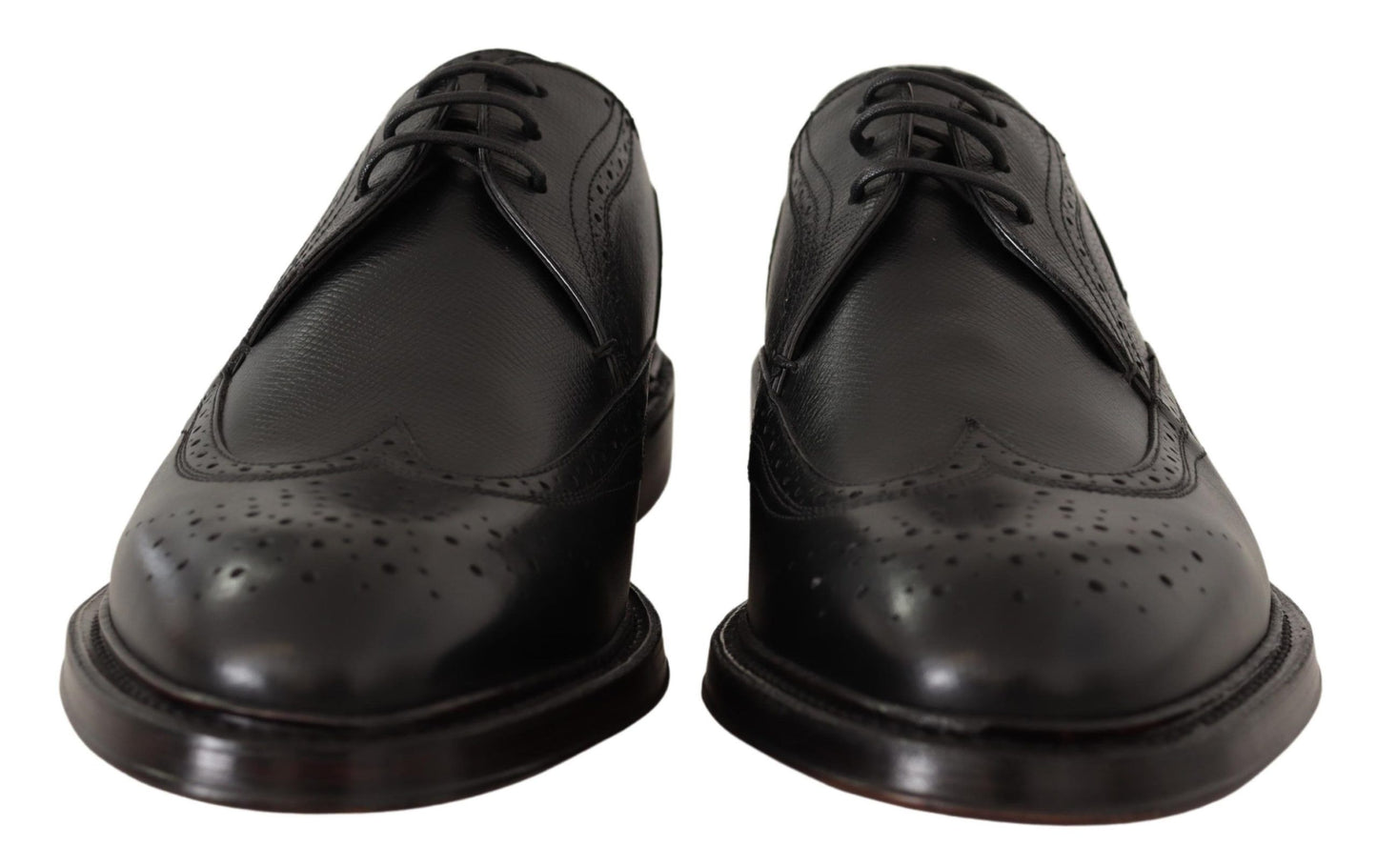 Elegant Black Leather Formal Wingtip Shoes