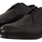 Elegant Black Leather Formal Wingtip Shoes