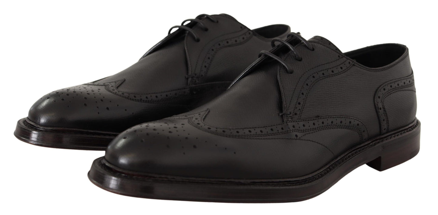 Elegant Black Leather Formal Wingtip Shoes